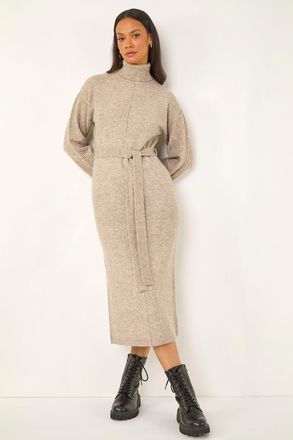 DUSK Belted Knit Midi Dress