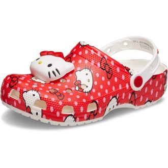Crocs Classic 210575-90H Clogs Mens Red White Hello Kitty Comfort Shoes JAX2052