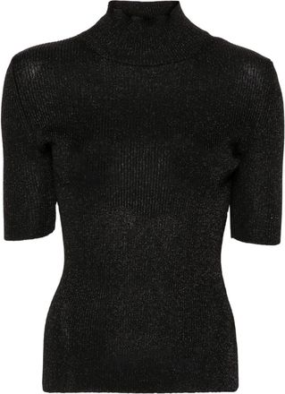 Missoni high neck glitter-detail top - women - Metallic Fibre/Viscose - 48 - Black