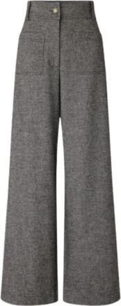 Sessun Manhatti Wijde broek - Dames - Wijde Broeken - Grijs - 2XS - Katoen - Broeken
