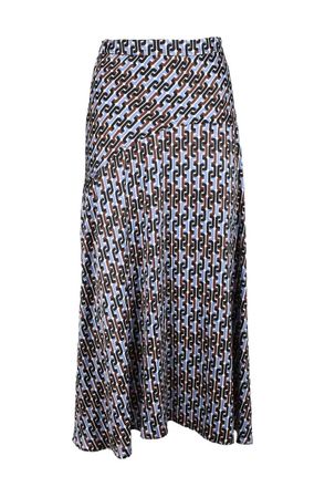 Weili Zheng Black Chain Viscose Long Midi Skirt