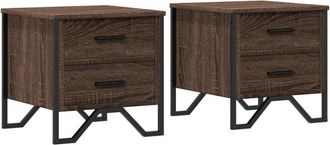vidaXL Vidaxl - Mesitas noche 2 uds madera ingeniería marrón roble 40x41x40 cm