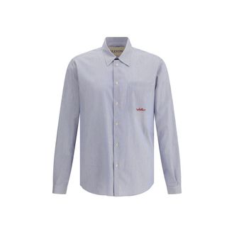Valentino Blue Cotton Pattern Mens Shirt