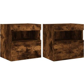 vidaXL Vidaxl - tv Wall Cabinets with led Lights 2 pcs Smoked Oak 40x30x40 cm