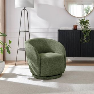 Furniturebox Romilly Fabric Swivel Accent Tub Chair in Green