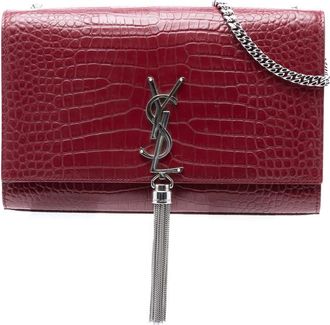 Saint Laurent Pre-owned Saint Laurent Medium Croc Embossed Leather Monogram Kate Tassel Crossbody Ladies 4C8X7DBBPI5B3HE1