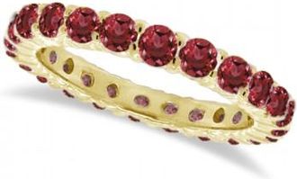 Allurez Red Garnet Eternity Ring Band 14k Yellow Gold (1.07ct)