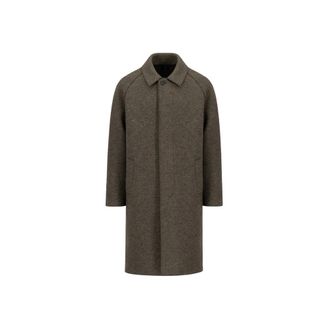 Harris Wharf London Fly Front Balmacaan Gekookte Wol - Heren - Mantel - Groen - XL - Wol - Jassen