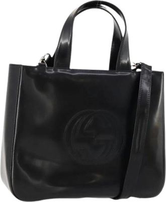 Gucci Pre-owned Tote Bags, female, Black, Size: ONE SIZE Pre-owned Vintage Leather Hand Bag