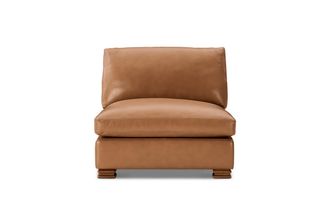 Castlery Tan France Kagan Leather Armless Couch, (Marche) Cocoa by Castlery, Brown American Top-Grain Leather, Modern Heritage Modular Sofa