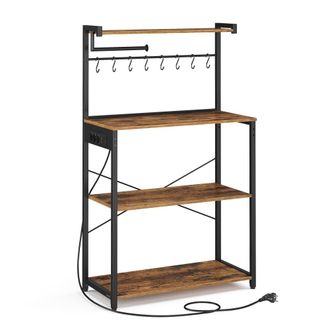 Vasagle Estanter&iacute;a cocina 4niveles estante ajustable enchufe marr&oacute;n negro
