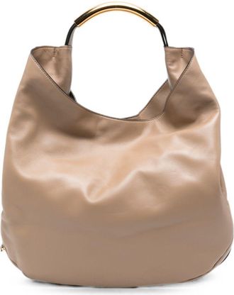 Moschino Curved Gold-Tone Handle Slouchy Shoulder Bag