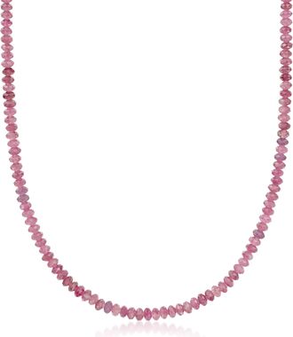 Ross-Simons Pink Tourmaline Bead Necklace With 14kt Yellow Gold Magnetic Clasp