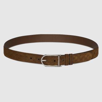Gucci Reversible Belt With Rounded Buckle, Size 95, Brown, Leather