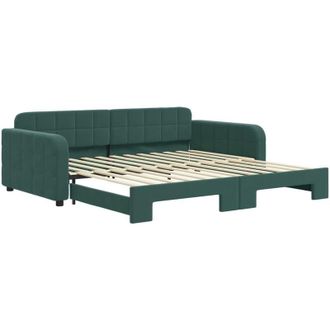 vidaXL Sof&aacute; Cama Nido Terciopelo Verde Oscuro 100x200 Cm Vidaxl