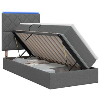vidaXL Cama De Almacenamiento Led Con Colch&oacute;n Gris Oscuro 100 X 200 Cm Vidaxl