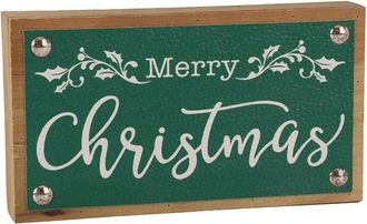 Melrose International Set Of 2 Merry Christmas Sign With Faux Leather Accent