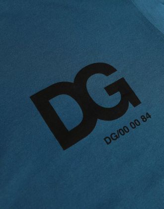 Dolce & Gabbana Blue Logo Cotton Round Neck Short Sleeves Mens T-shirt (Pre-Owned)