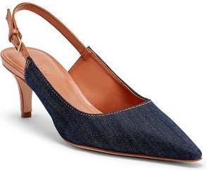 Cinq &agrave; Sept Sylvie Pointed Toe Slingback Pump in Indigo/Saddle at Nordstrom Rack, Size 10.5Us / 40.5Eu