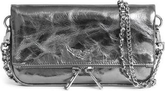Zadig&Voltaire Nano Rock Metallic Clutch in Gun at Nordstrom