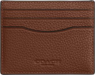 Coach Mens Card Case in Pebbled Leather - Brown - One Size