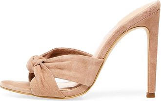 Generic Brown,8.5 UK,Women Stiletto High Heel Peep Open Toe Sandals Suede Bow Knotted Slip on Mules Summer Backless Party Wedding Prom Dress Pumps Shoes