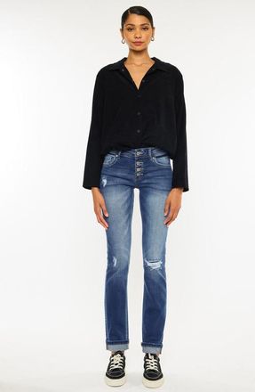 Kancan Eternity Mid Rise Slim Straight Leg Jeans in Medium Wash at Nordstrom, Size 25