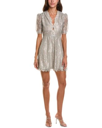 Saloni Saloni Tabitha Metallic Lace Silk-Trim Mini Dress
