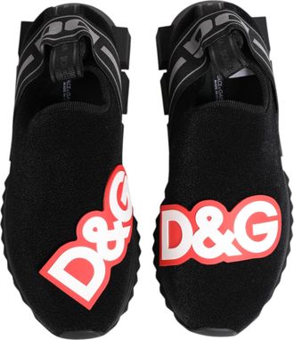 Dolce & Gabbana Womens Black Grey Slip On Sorrento Sneakers Shoes And Gray