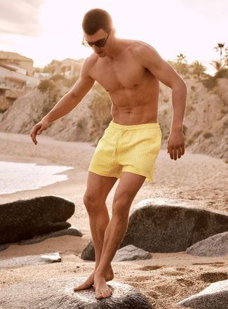 Simons Mens Monochrome stripe seersucker swim short