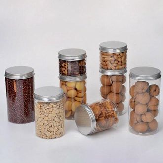 No Brand Adecuado Para 6 Piezas: Tarro Para Frutas Secas, Tarro Para Infusiones, Tarro De Pl&aacute;stico Herm&eacute;tico De 85 Mm Con Tapa Plateada