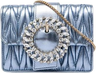 Miu Miu Pre-owned Quilted Crossbody - Dames - Vintage Schoudertas - Blauw - ONE Size - Leer - Vintage