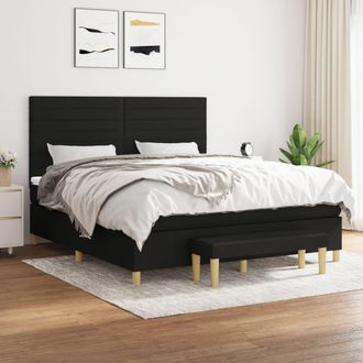 vidaXL Vidaxl - Cama Box Spring Con Colch&oacute;n Tela Negro 180x200 Cm
