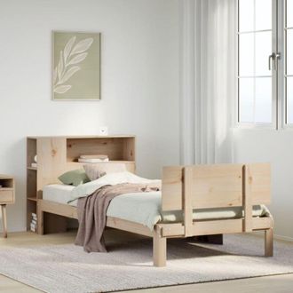 vidaXL Cama Con Estanter&iacute;a Sin Colch&oacute;n Madera Maciza De Pino 75x190 Cm Vidaxl