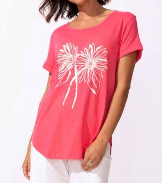 Escape Destination Floral Cuff Sleeve Tee In Pink