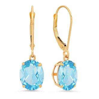 MAX + STONE 14K Yellow Gold 8X10mm Oval Gemstone Dangle Earrings