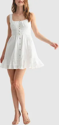 All in Favor Lace Contrast Minidress in Off White at Nordstrom, Size Small