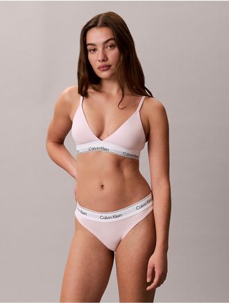 Calvin Klein Womens Icon Cotton Modal Lightly Lined Triangle Bralette - Pink - XXS