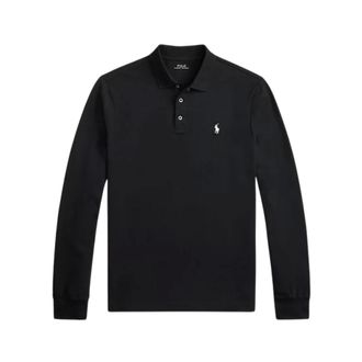 Polo Ralph Lauren Tops, Heren, Zwart, L, Katoen, Polo shirt met geborduurd paardje, lange mouwen