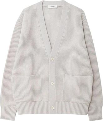 Lardini Geribde gebreide vest met opgestikte zakken - Dames - Vesten - Beige - XL - Katoen - Truien & Vesten