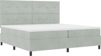 vidaXL Box Spring Bed with Mattress Light Grey 200 x 200 cm Velvet vidaXL