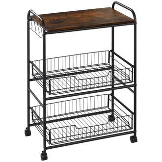 HOMCOM Carrito de cocina 60x38x85.5 cm marr&oacute;n r&uacute;stico