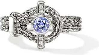 John Hardy Icon Sterling Silver Tanzanite & Diamond Ring at Nordstrom, Size 7