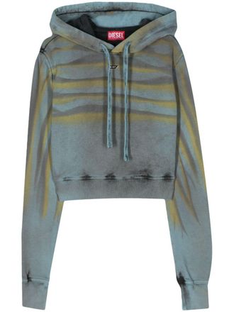 Diesel Felpa crop F-Slimmy-Hood-Whisk con cappuccio - Blu