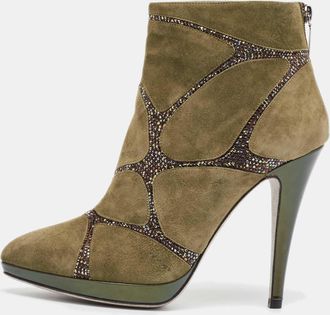 Rene Caovilla Ren&eacute; Caovilla Green Suede Ankle Length Boots