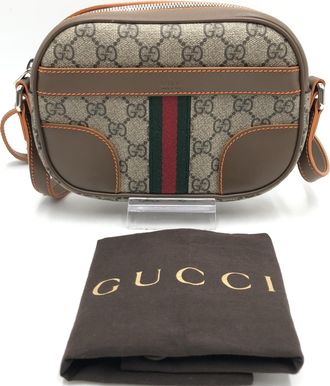 Gucci GG Supreme Sherry Shoulder Bag Womens Brown (Pre-Owned)