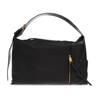 AllSaints Shoulder Bags, female, Black, Size: ONE SIZE Alba Leather Shoulder Bag