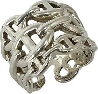 Herm&egrave;s Silver Silver 925 Band Ring (Pre-Owned)