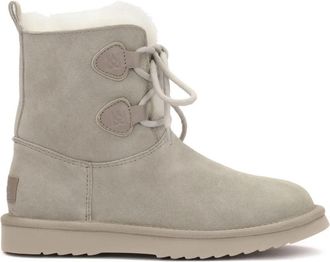 Kazar Grijze sneeuwlaarzen met vetersluiting bovenaan - Dames - Winterlaarzen - Grijs - 40 EU - Wol - Schoenen