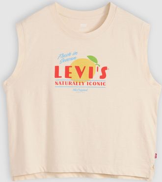 Levi's Graphic Boxy Tank Top - Womens - XS - Orange / Lemon Cursive Levis Egret